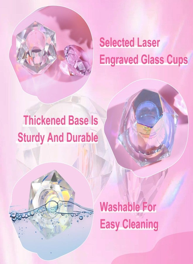 MAJOR DIJIT Nail Dappen Dish with Lid Diamond Styling Design Crystal Glass Monomer Dampen Dish Holder for Nail Acrylic Liquid & Powder (6) - Image 4